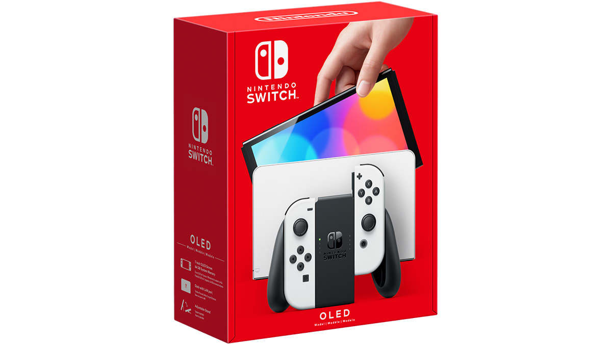 Nintendo Switch OLED model with white Joy-Con controllers